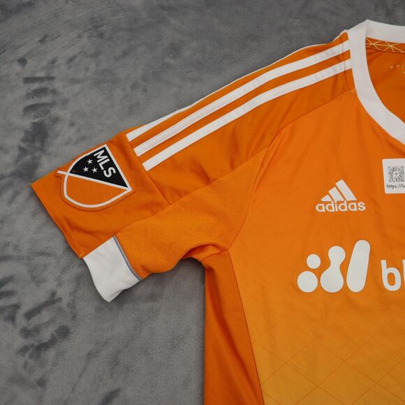 Houston Dynamo Shirt Men S Orange Adidas Print Dynamic Style Active Top Tee - Picture 9 of 15